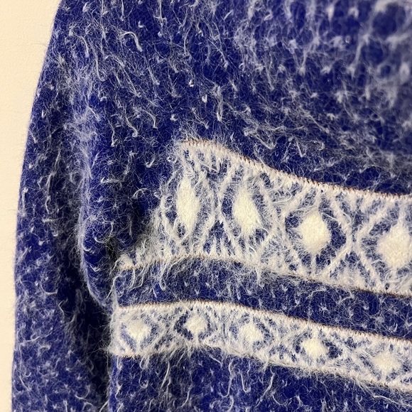 Anthropologie Sleeping On Snow Faroe Off Shoulder Sweater Blue Small - Picture 4 of 12